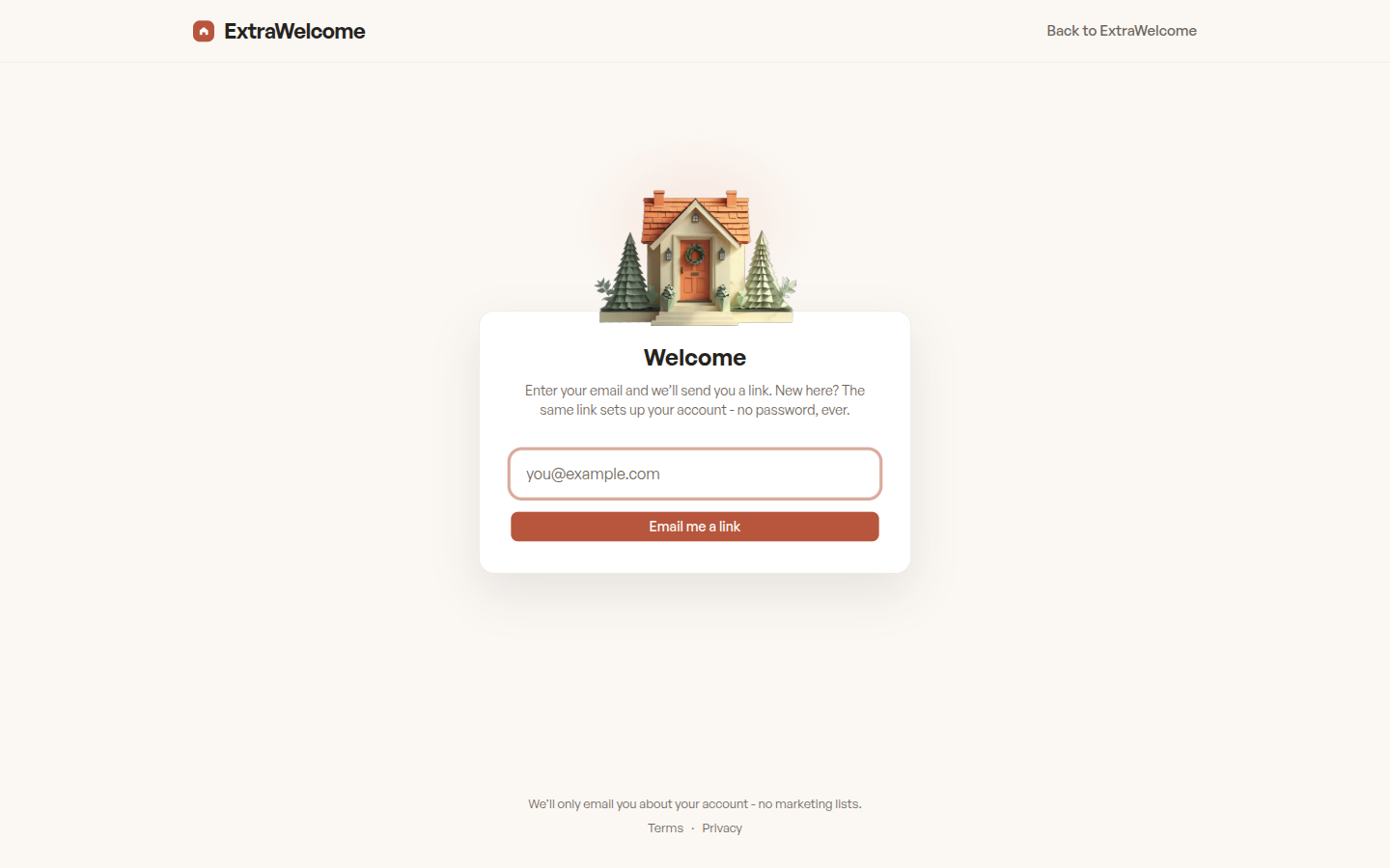 The magic-link sign-in screen