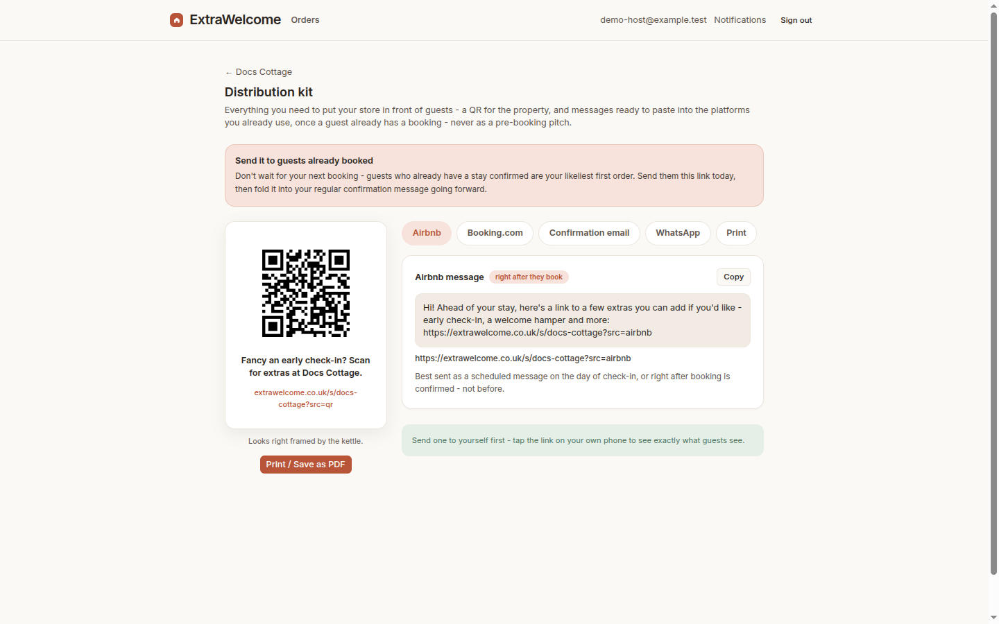 The Airbnb message card in the share kit